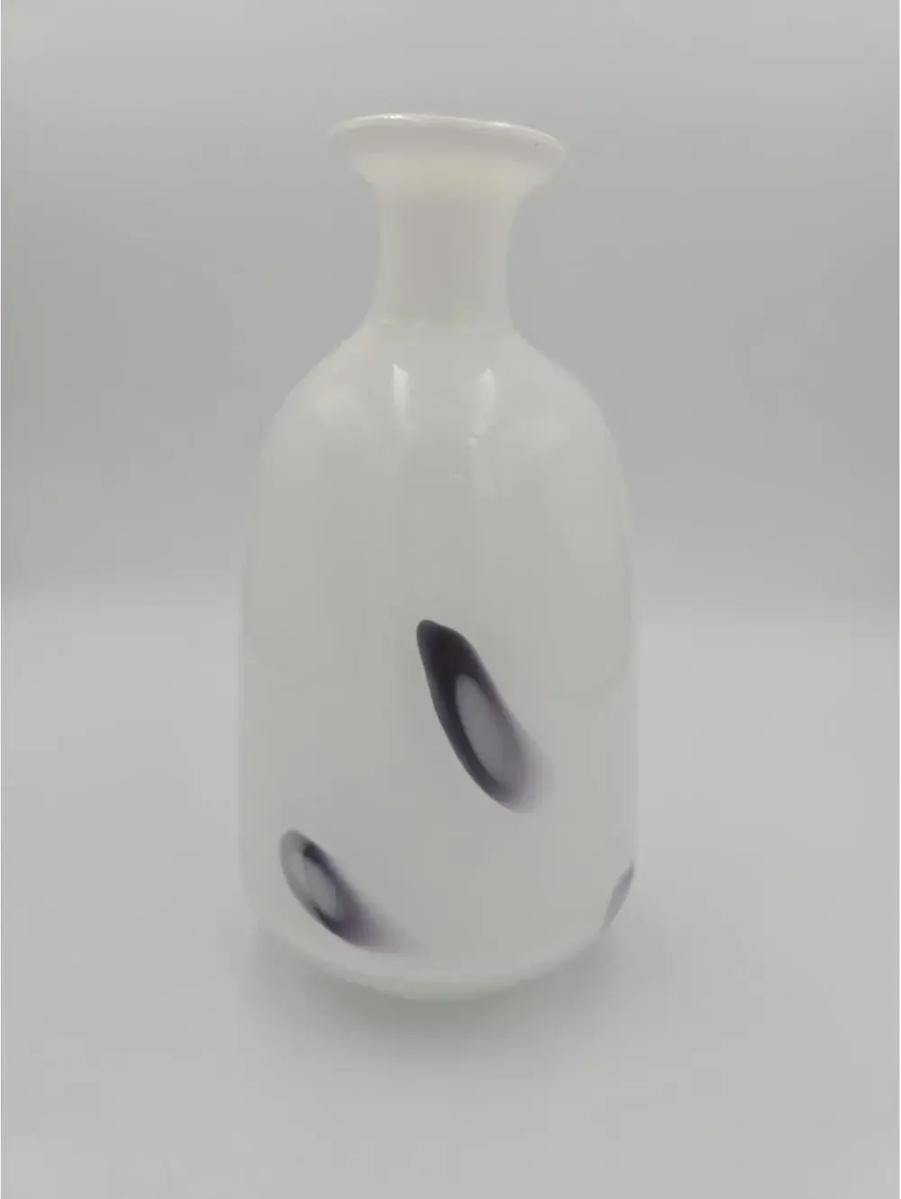 Vintage Murano Style White Purple Art Glass Vase Mid Century Modern 9” Italy